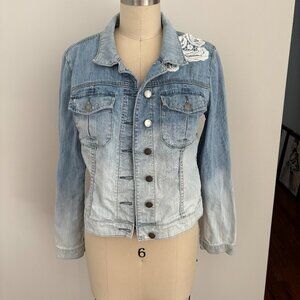Kut From The Kloth Blue Jean Jacket with White Accents Size Medium